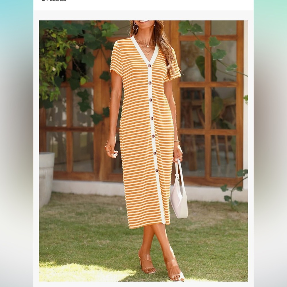 Amazon striped orange and cream dress